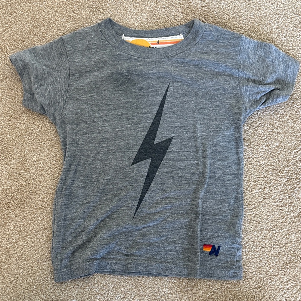 Aviator Nation Charcoal Lightning Bolt Tee 4T